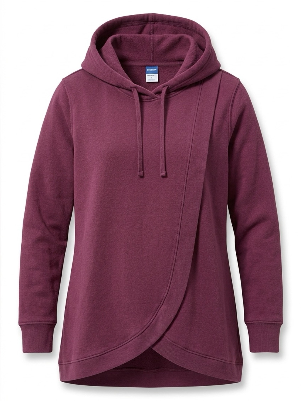 Maternity Hooded Pullover Tunic in Deep Plum